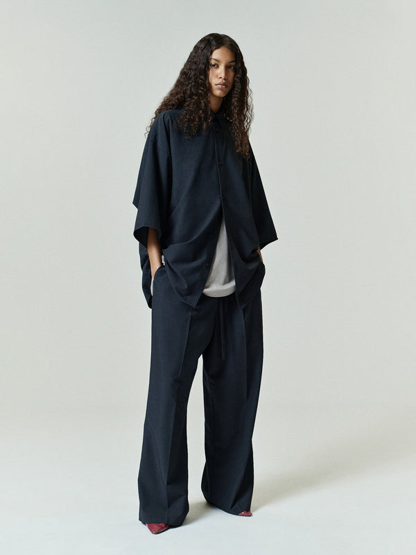 Silk Blend 3/4 Sleeve Button Up Shirt